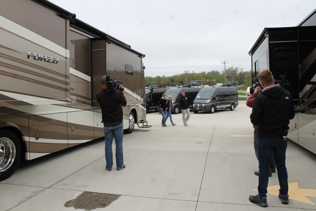 Lichtsinn RV Sales Consultant Reed Burkholder Shows Ann and Lin a Winnebago Forza in an Upcoming Episode of Going RV