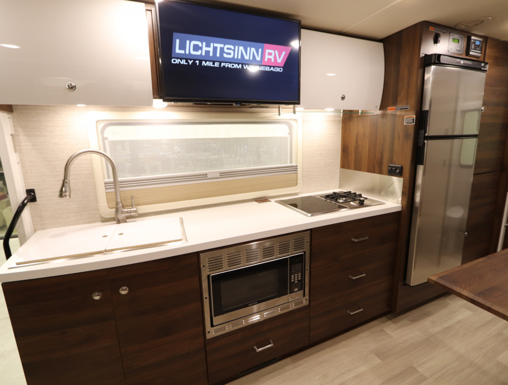 Fully Functioning Kitchen in the Winnebago View and Navion 24D floorplan.