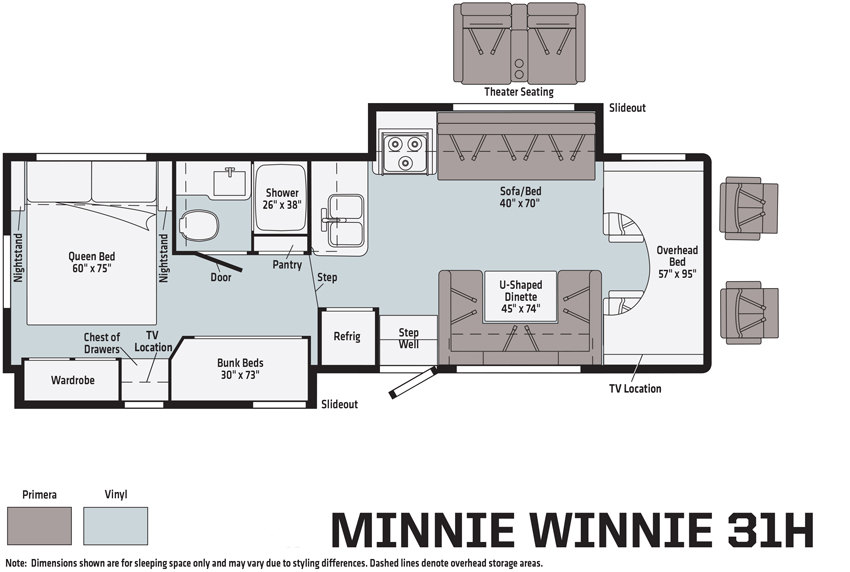 The Winnebago Minnie Winnie 31H Floorplan