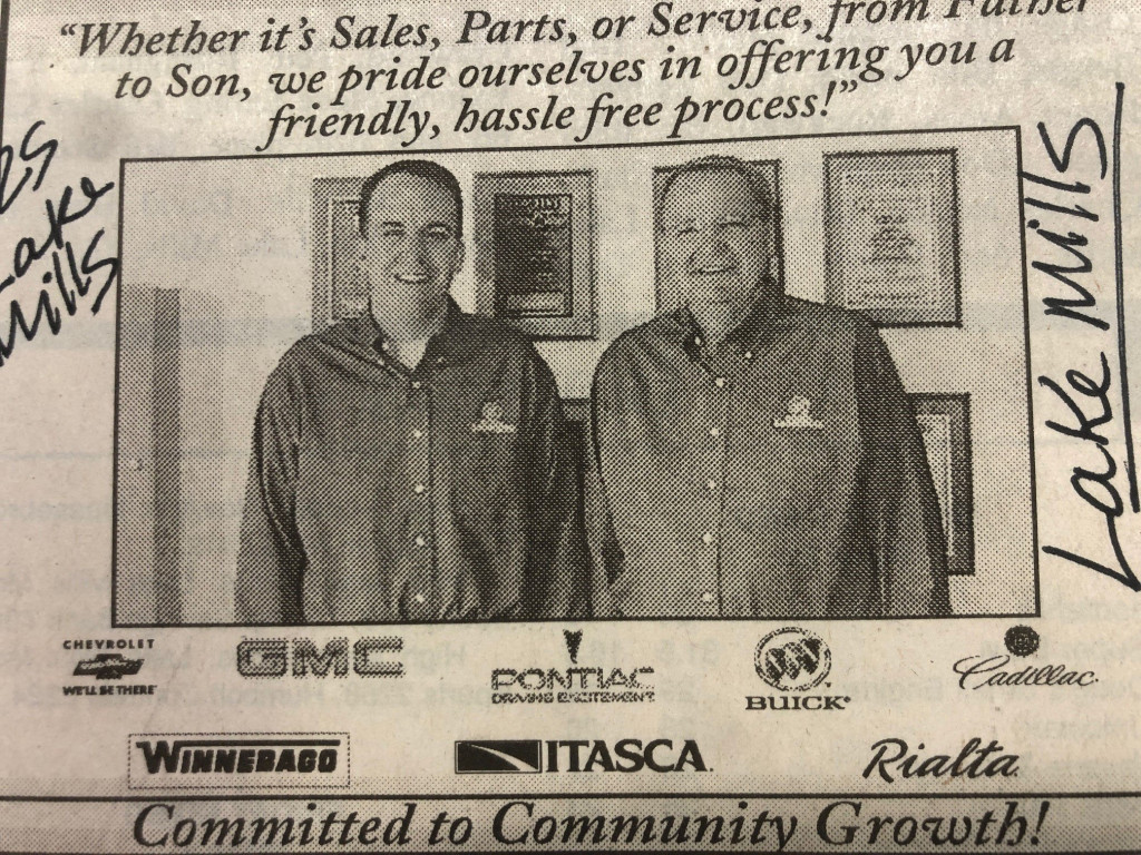 Ron Lichtsinn Sr. and Ron II at Lichtsinn Motors in 2002.