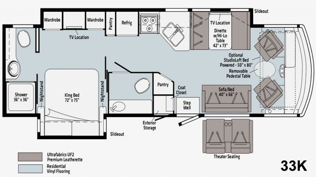 Winnebago Vista and Winnebago Sunstar 33K Floorplan